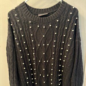 Black Women's sweater with pearls
